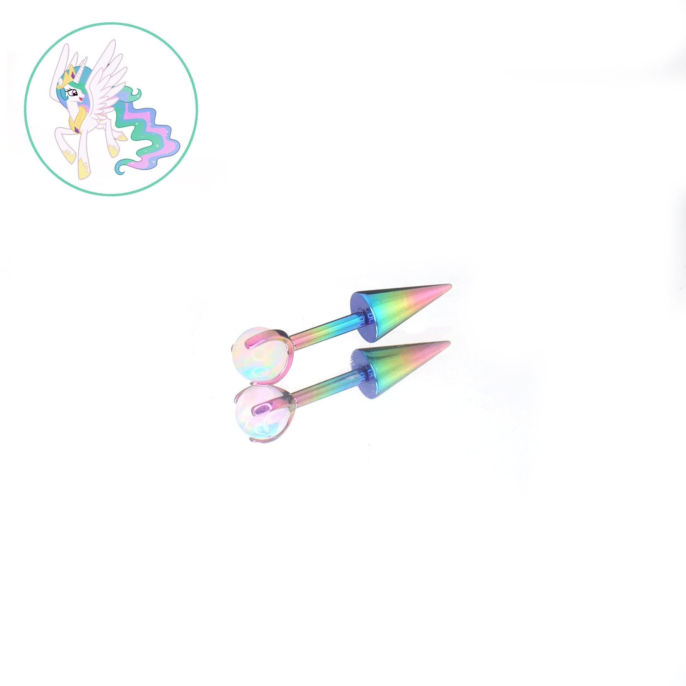 Princess Celestia Opal Spike Barbell in ASTM F136 Titanium
