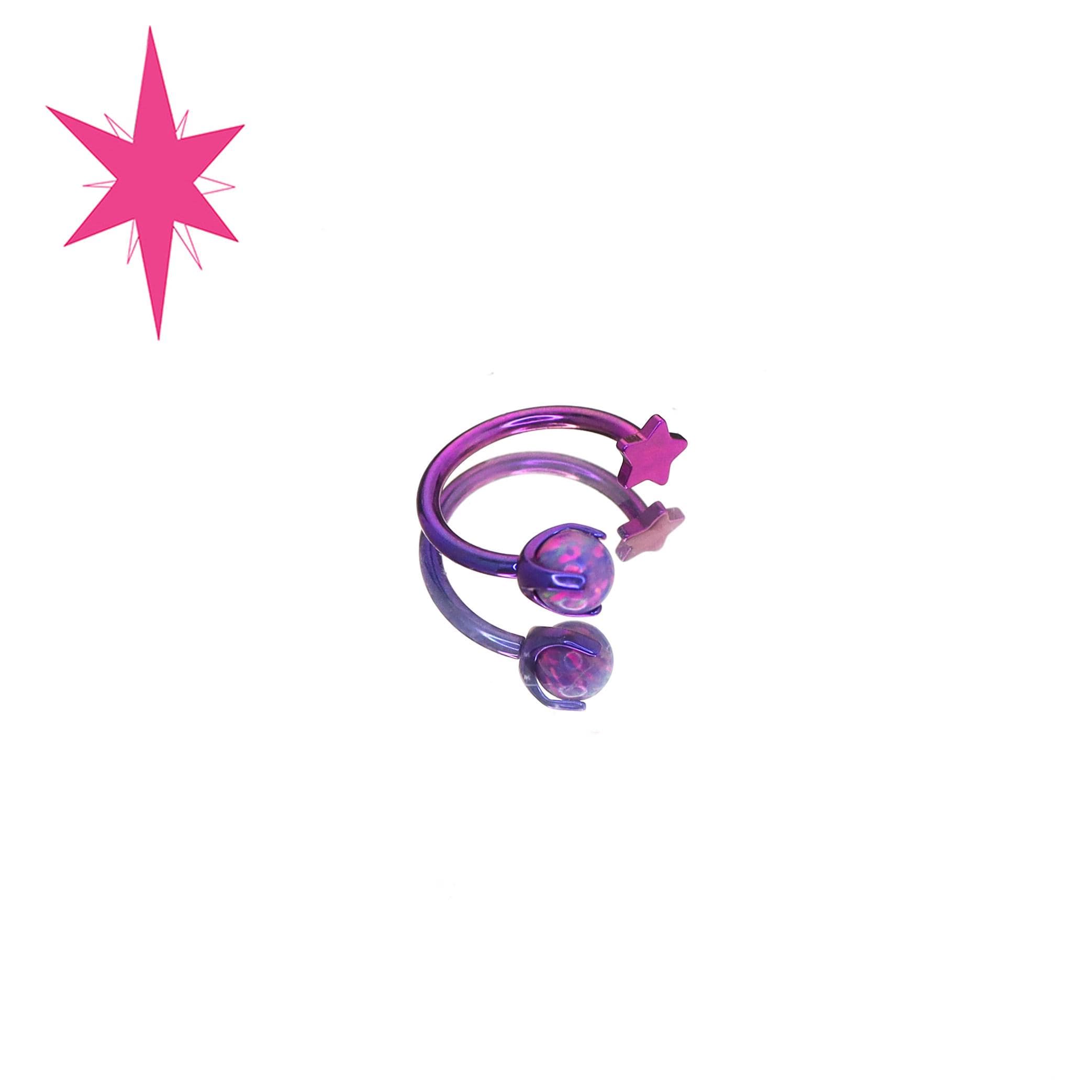 Twilight Sparkle Opal Star Spiral in ASTM F136 Titanium