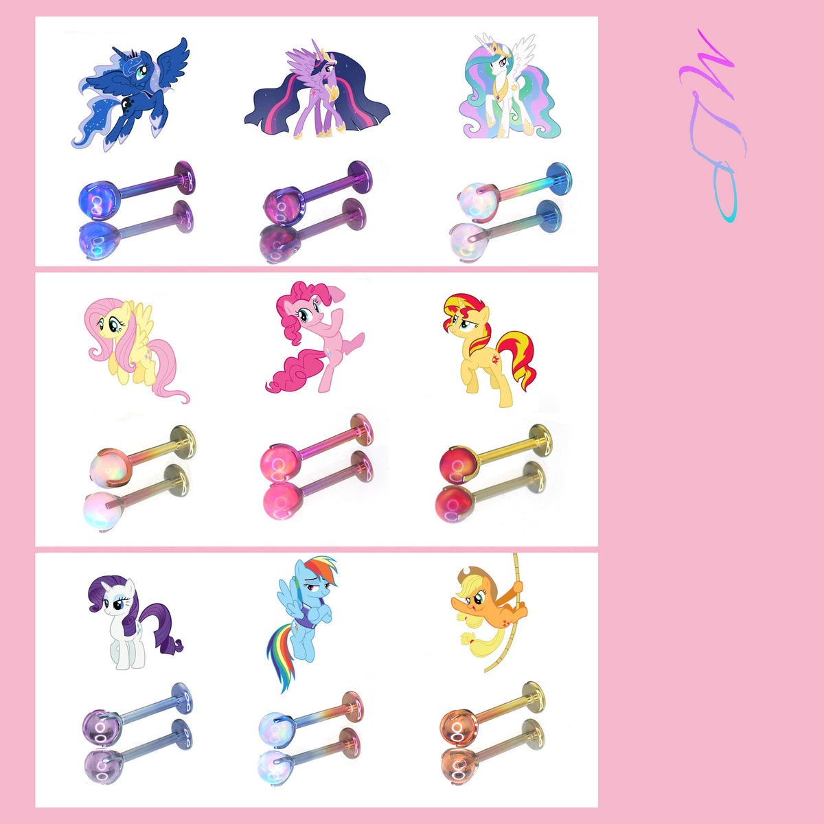 Mane Six Labret Stud in ASTM F136 Titanium