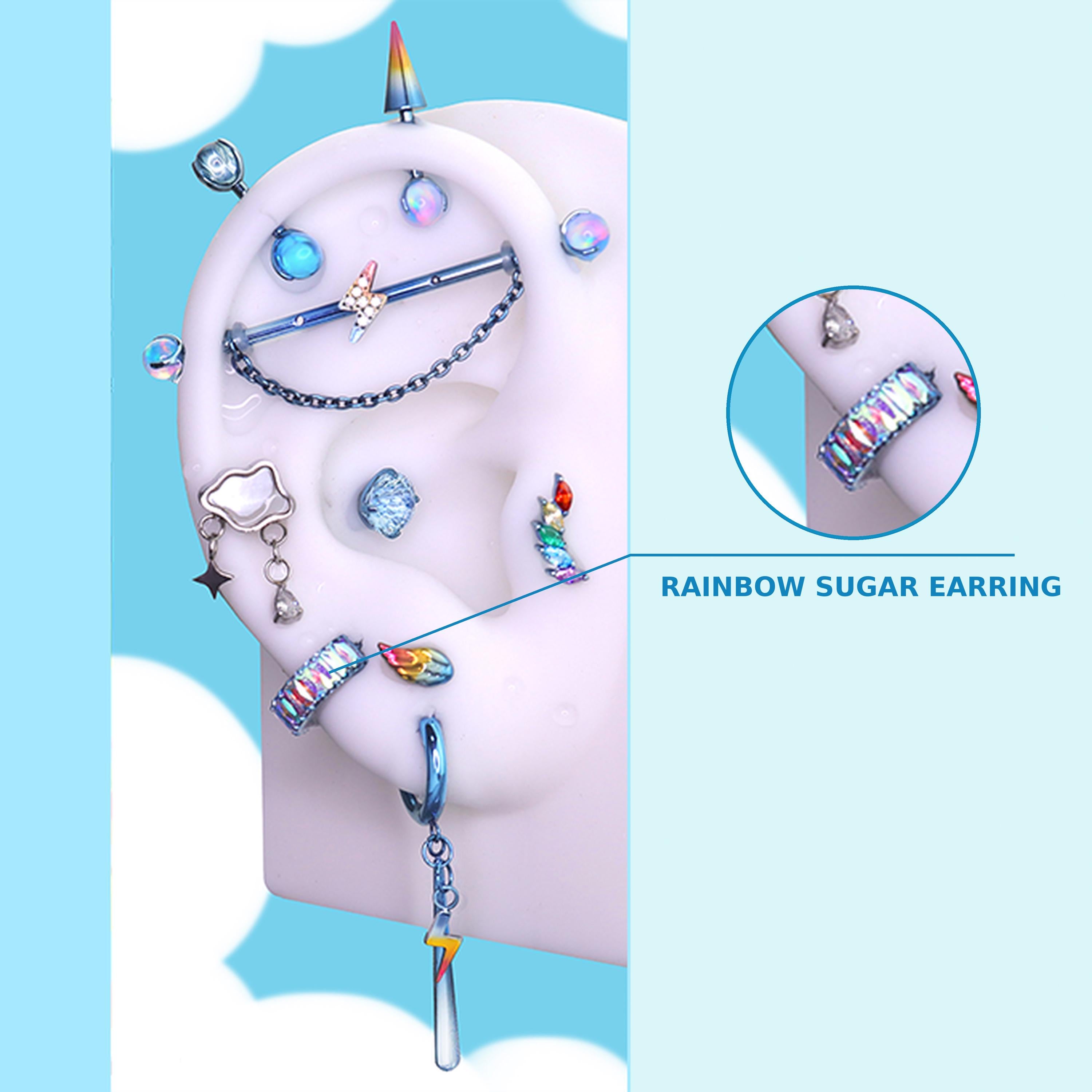 RAINBOW SUGER Rainbow Dash Ear Stack in ASTM F136 Titanium