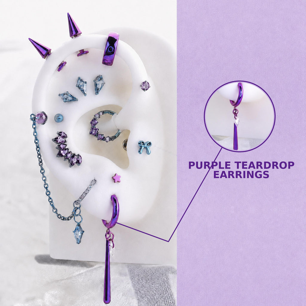 TEARDROP EARRINGS Rarity Ear Stack in ASTM F136 Titanium