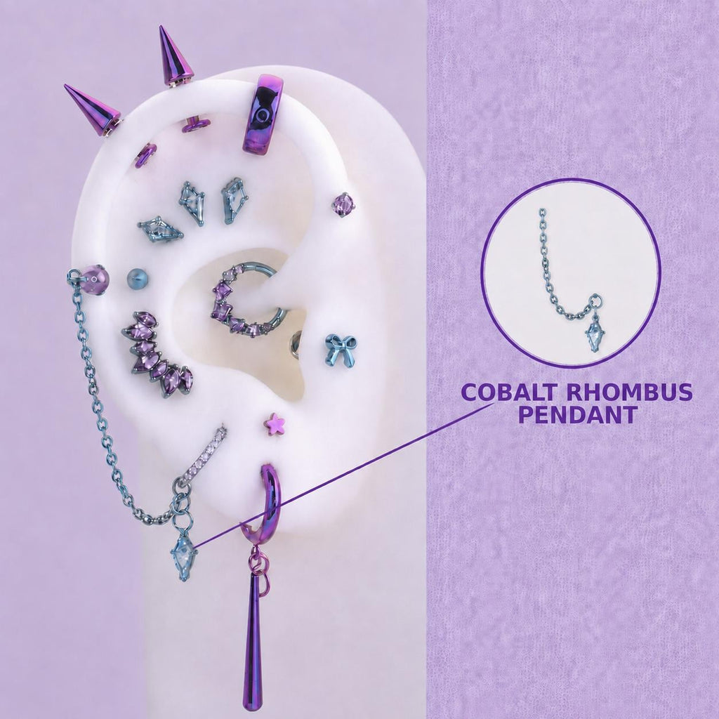 RHOMBUS PENDANT Rarity Ear Stack in ASTM F136 Titanium