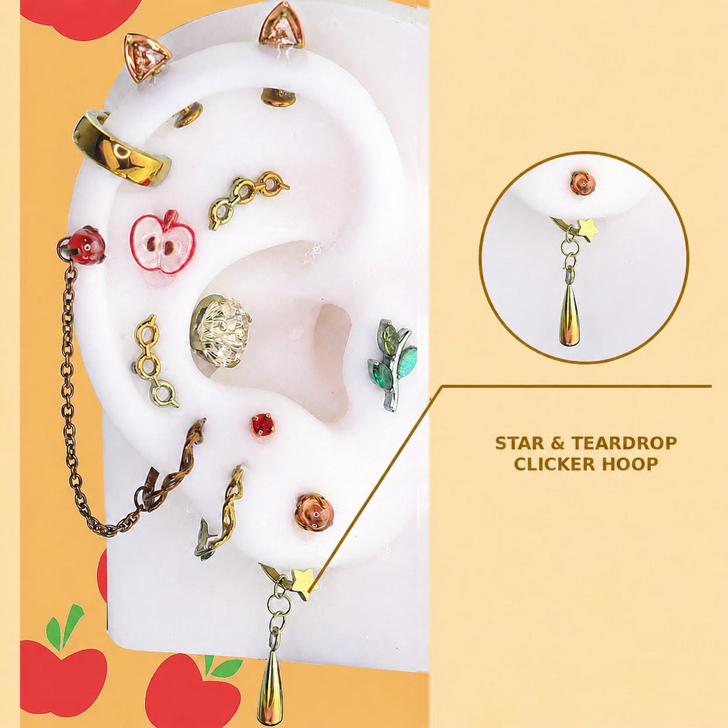 TEARDROP CLICKER Applejack Ear Stack in ASTM F136 Titanium
