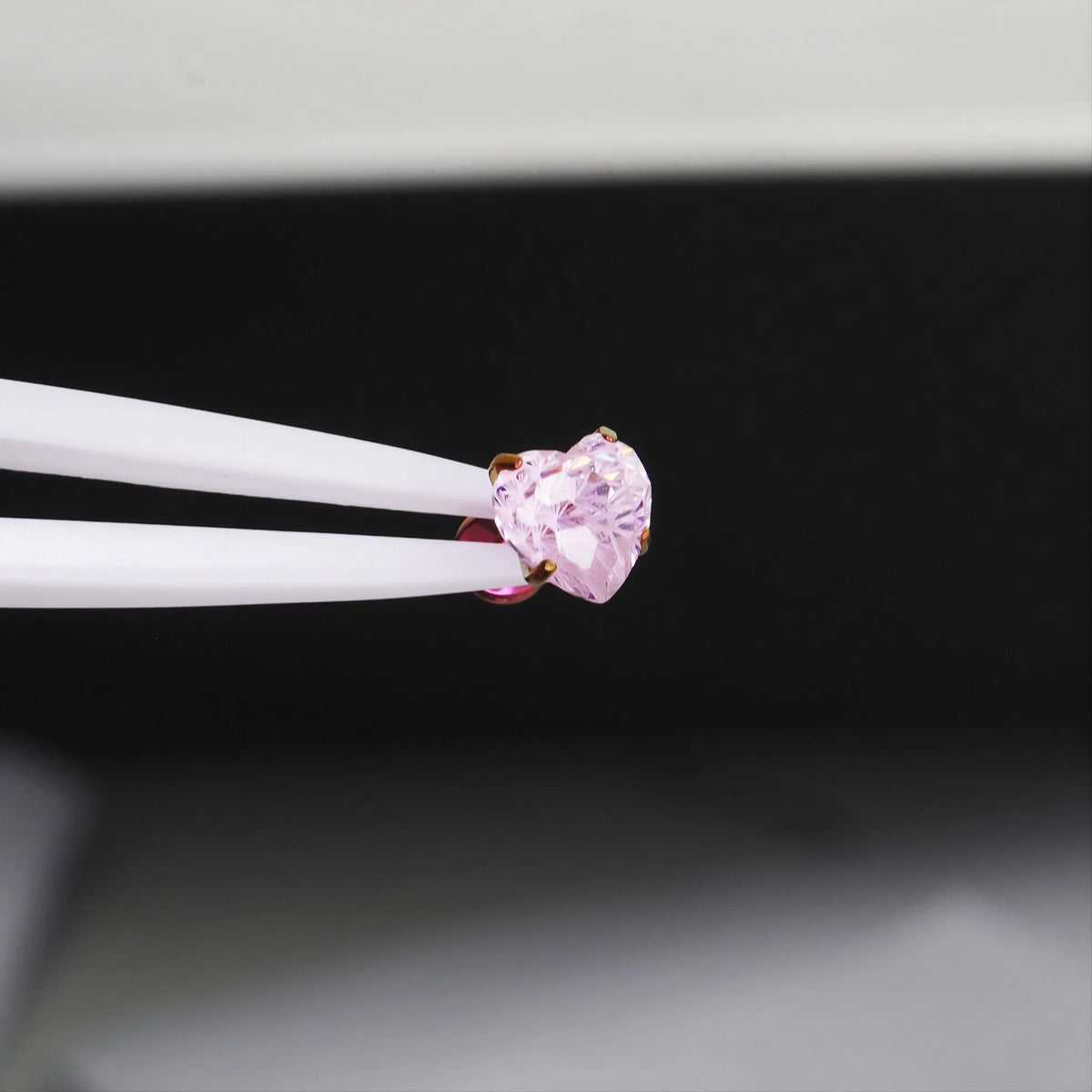 Pink Heart CZ Pinkie Pie Ear Stack in ASTM F136 Titanium