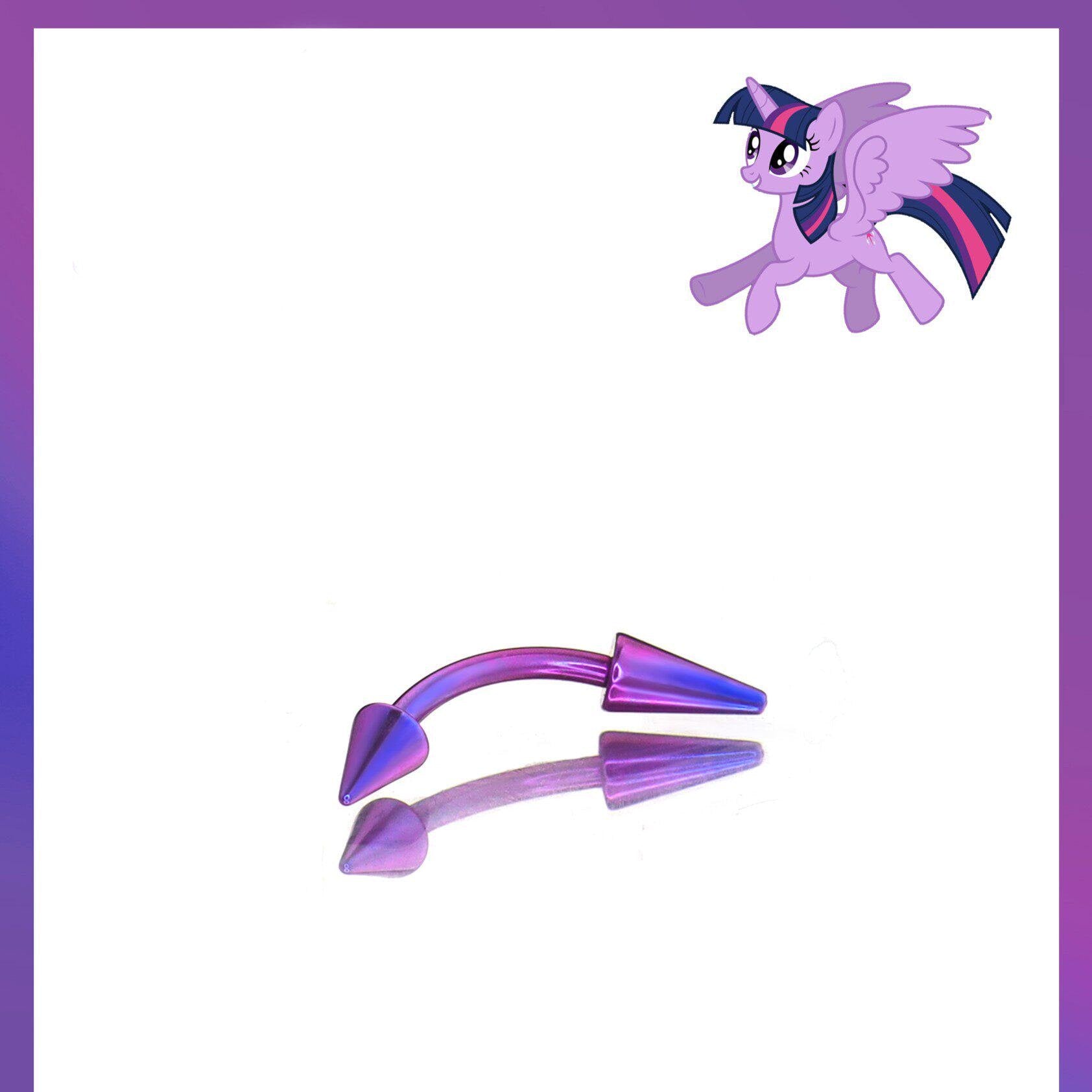 Twilight Sparkle Mane Six Spike Curved Barbell in ASTM F136 Titanium