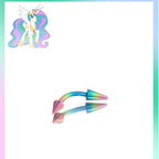 Princess Celestia Mane Six Spike Curved Barbell in ASTM F136 Titanium
