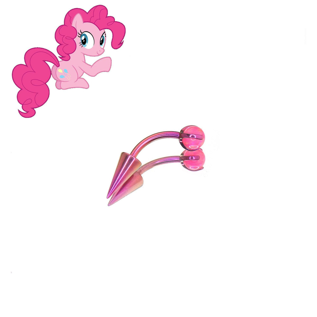 Pinkie Pie Mane Six Crystal Curved Barbell in ASTM F136 Titanium