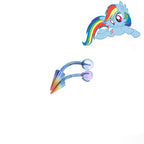 Rainbow Dash Mane Six Crystal Curved Barbell in ASTM F136 Titanium