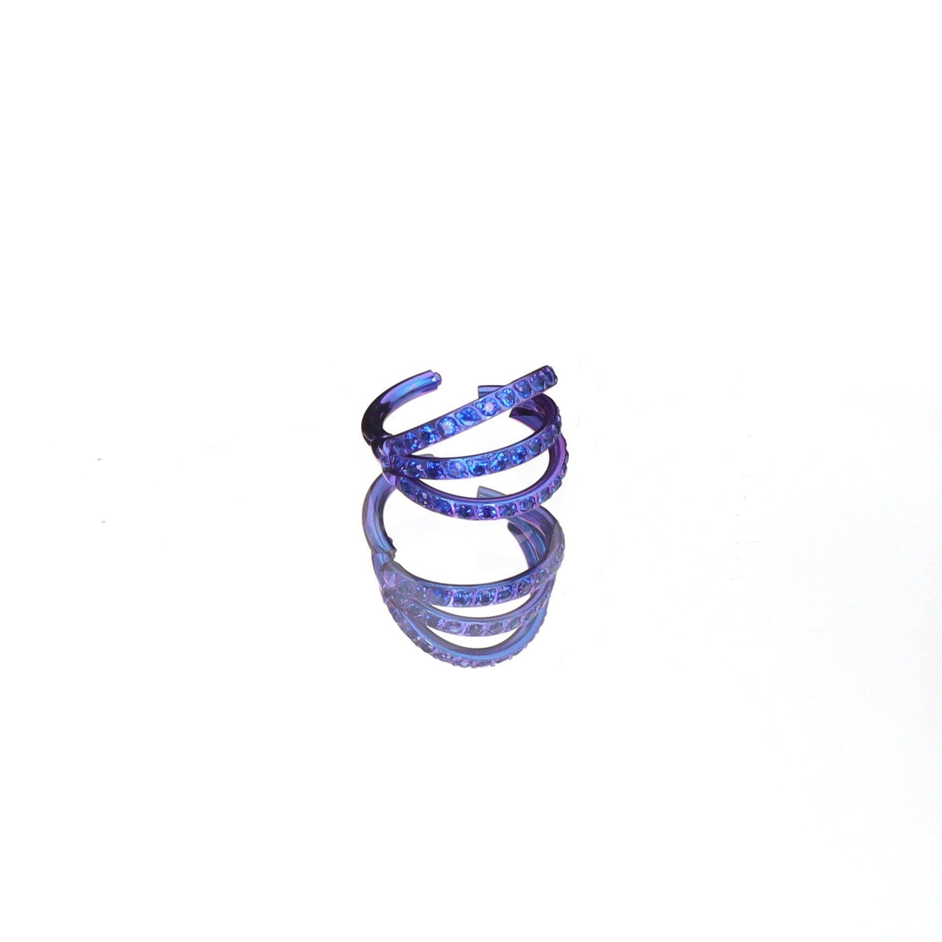 Pave White CZ Hoop Princess Luna Ear Stack in ASTM F136 Titanium