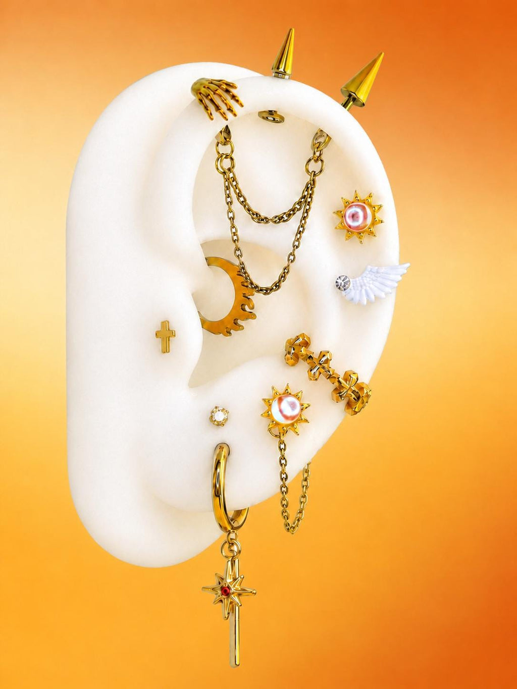Full Set (All 11Pcs) Celestia Daybreaker Ear Stack in ASTM F136 Titanium