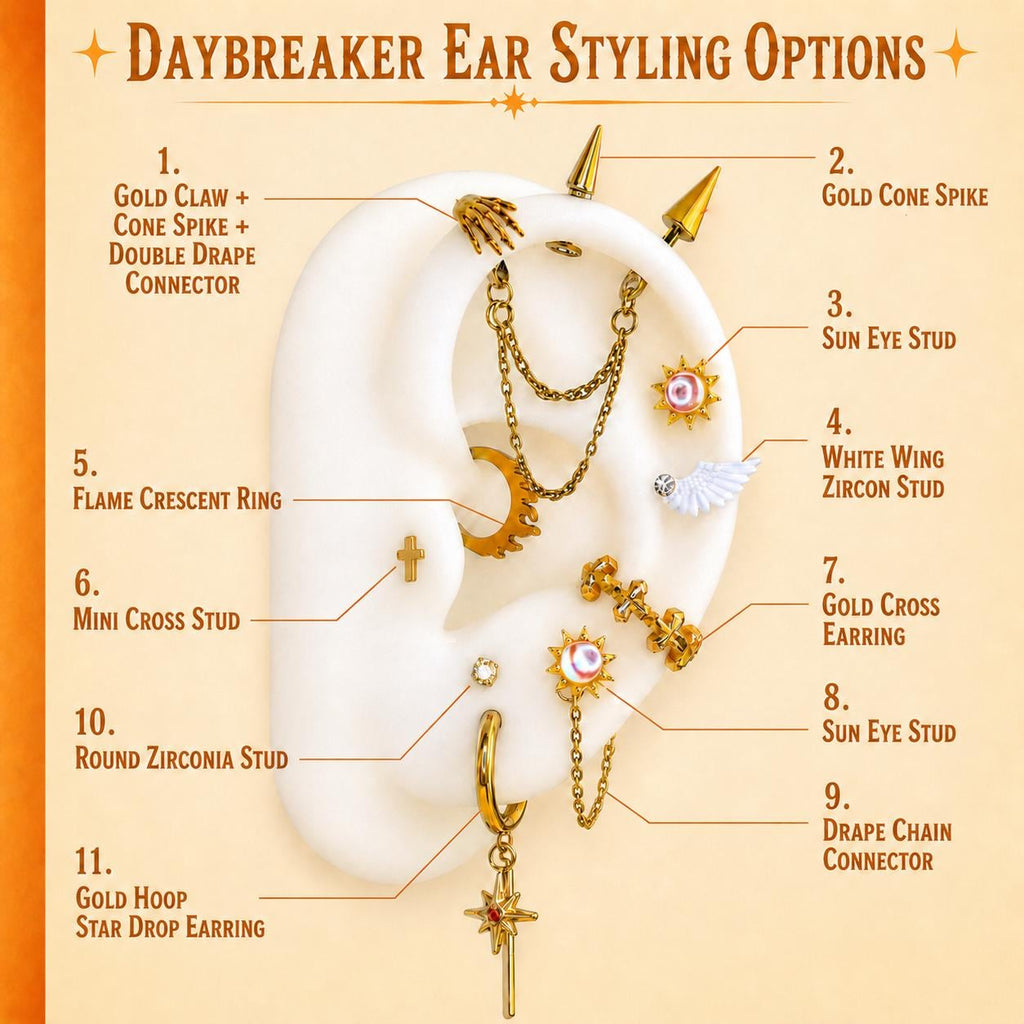 Celestia Daybreaker Ear Stack character color and finish detail