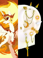 Celestia Daybreaker Ear Stack side view of polished titanium jewelry