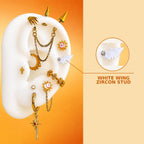 4.White Wing Zircon Celestia Daybreaker Ear Stack in ASTM F136 Titanium