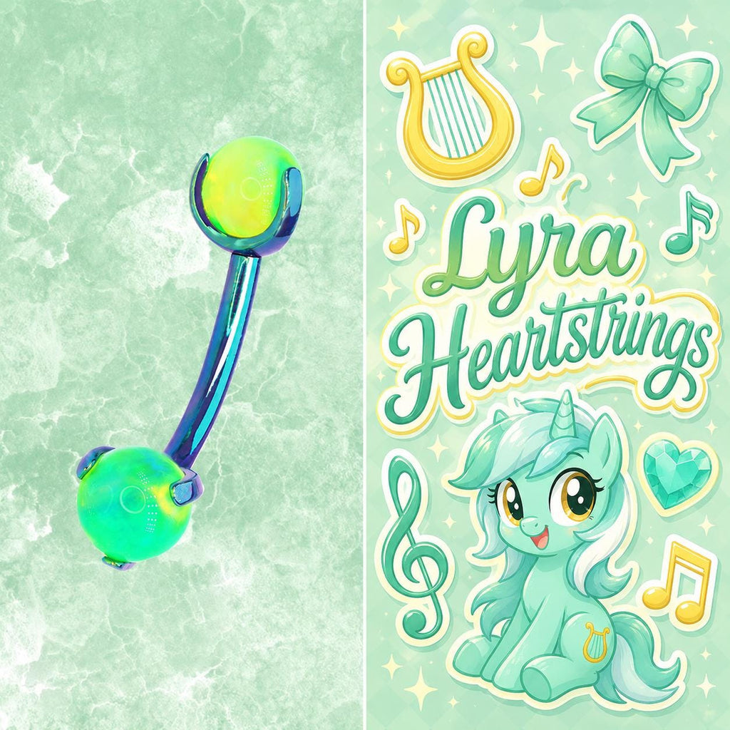 Lyra Heartstrings Character Opal Curved Barbell in ASTM F136 Titanium