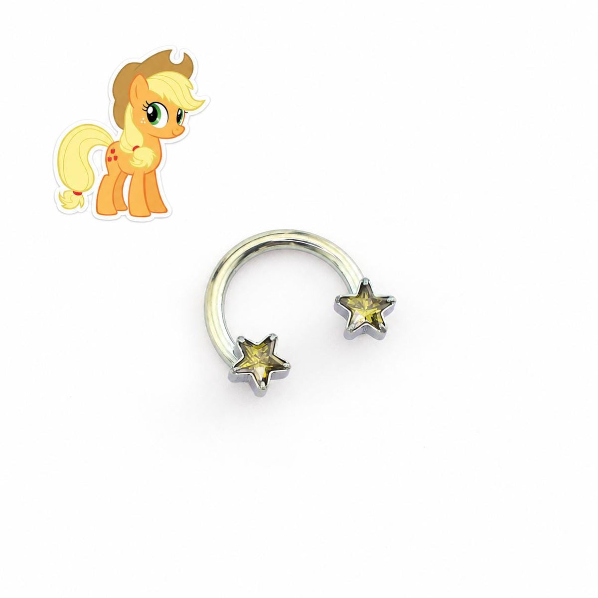 Applejack Character Star Horseshoe in ASTM F136 Titanium