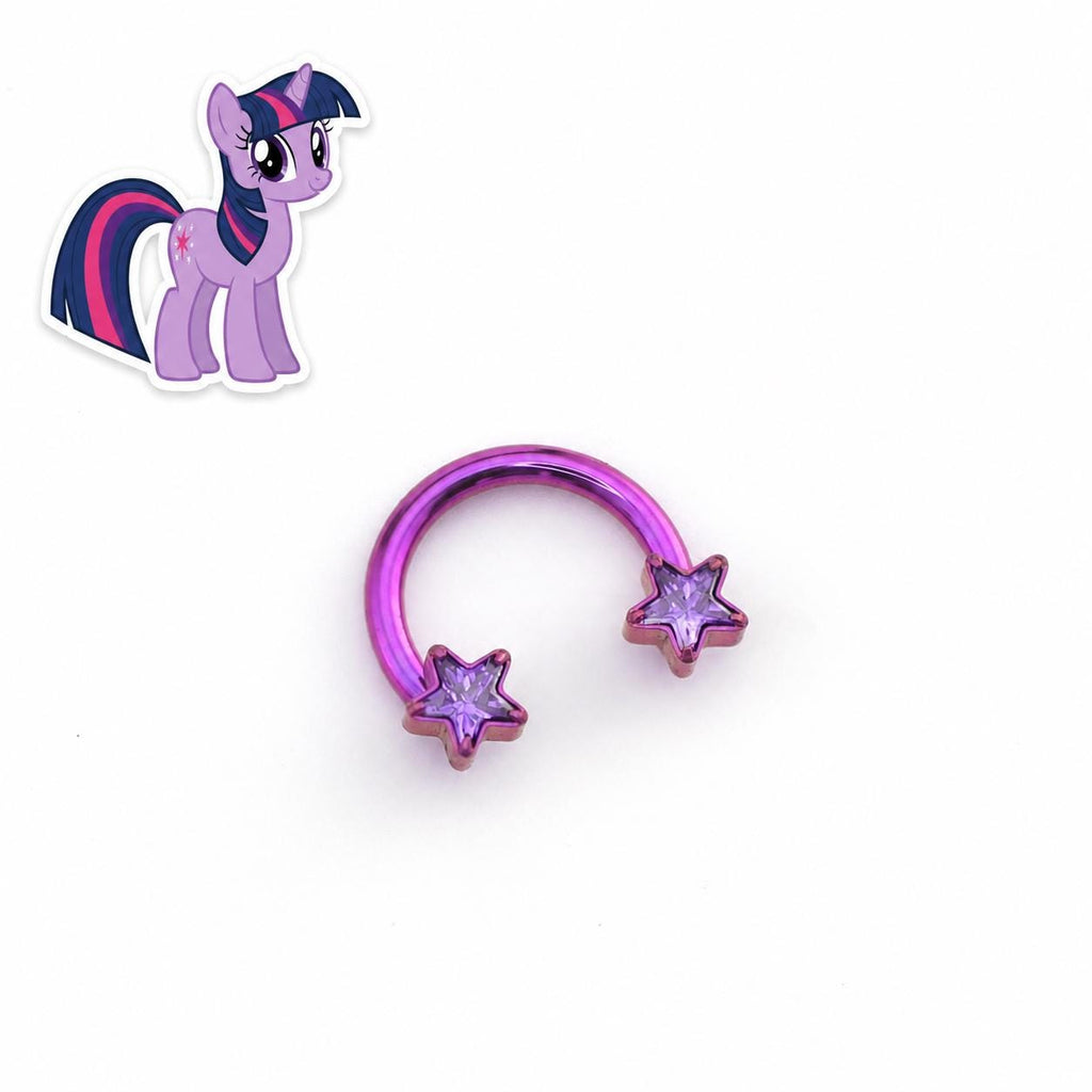 Twilight Sparkle Character Star Horseshoe in ASTM F136 Titanium
