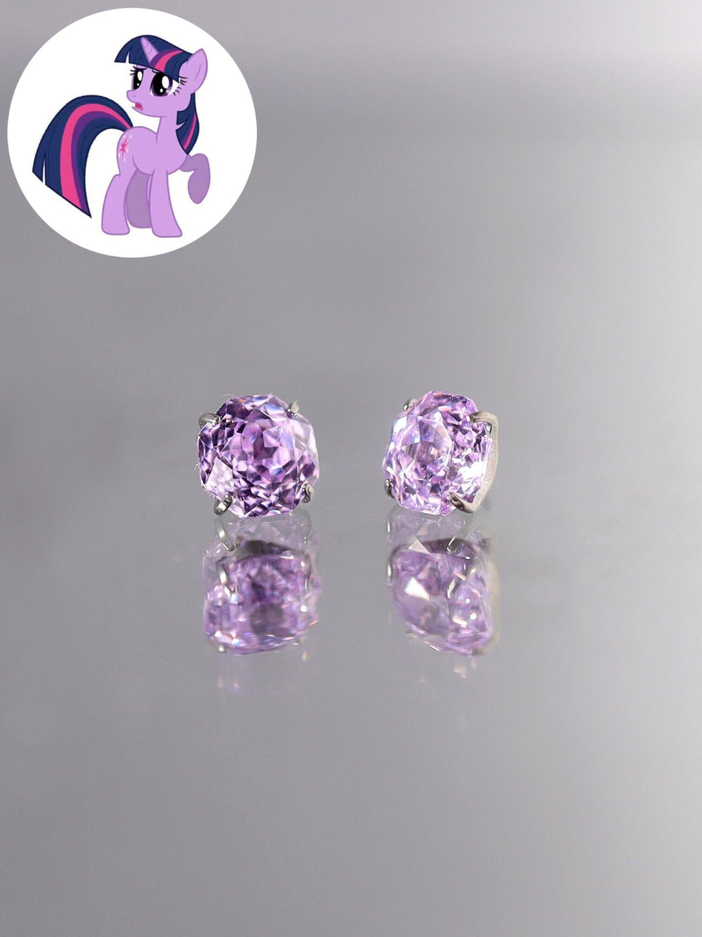 Twilight Sparkle Zircon Crystal Stud in ASTM F136 Titanium