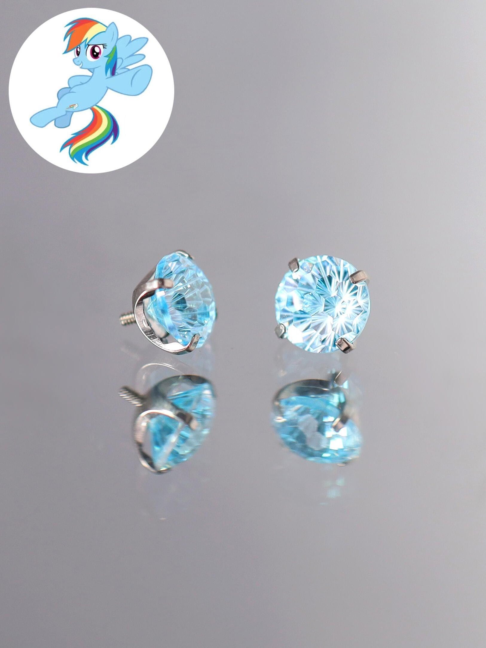 Rainbow Dash Zircon Crystal Stud in ASTM F136 Titanium