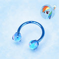 Rainbow Dash Character Opal Horseshoe in ASTM F136 Titanium