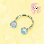 Fluttershy Character Opal Horseshoe in ASTM F136 Titanium