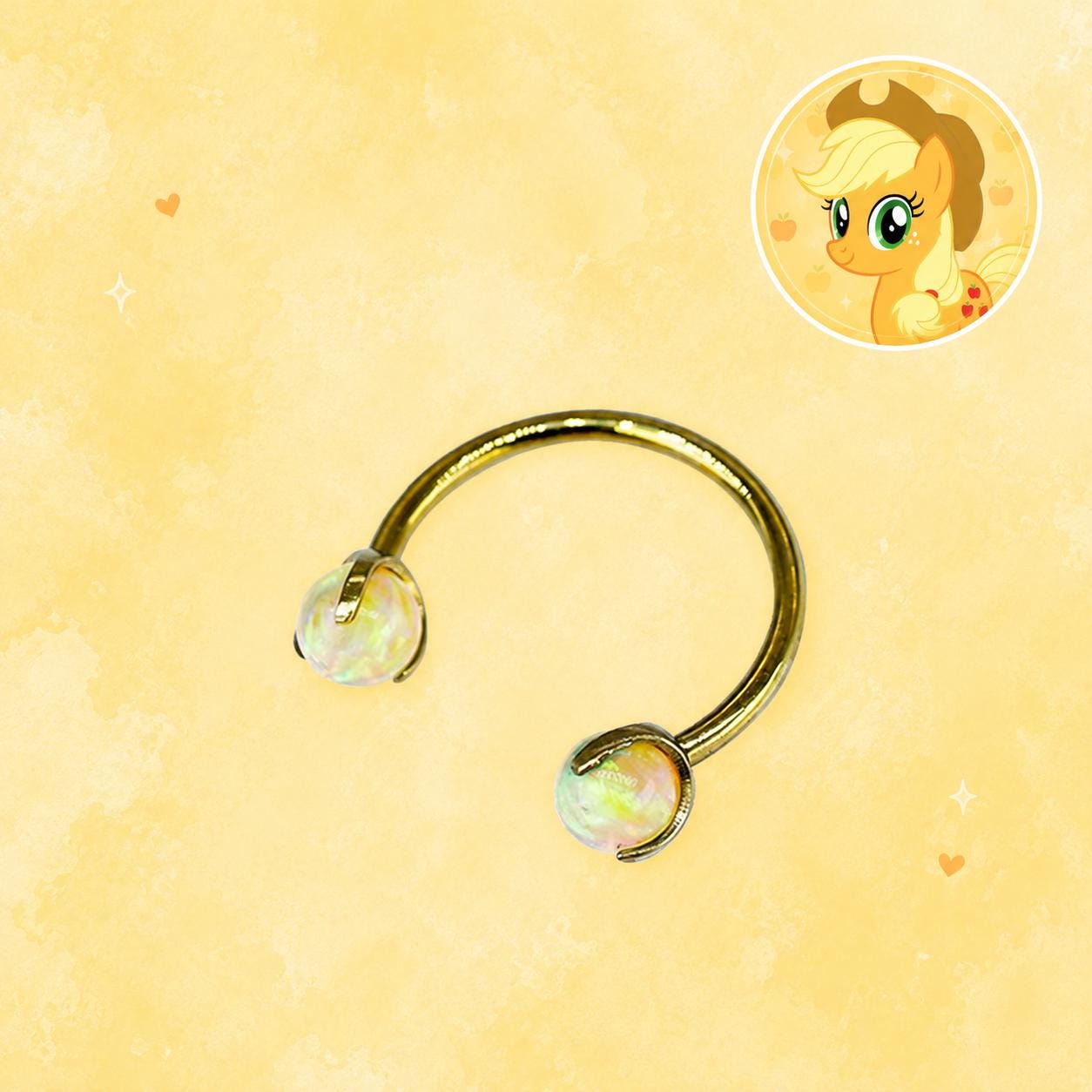 Applejack Character Opal Horseshoe in ASTM F136 Titanium