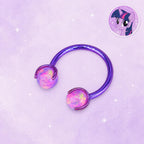 Twilight Sparkle Character Opal Horseshoe in ASTM F136 Titanium