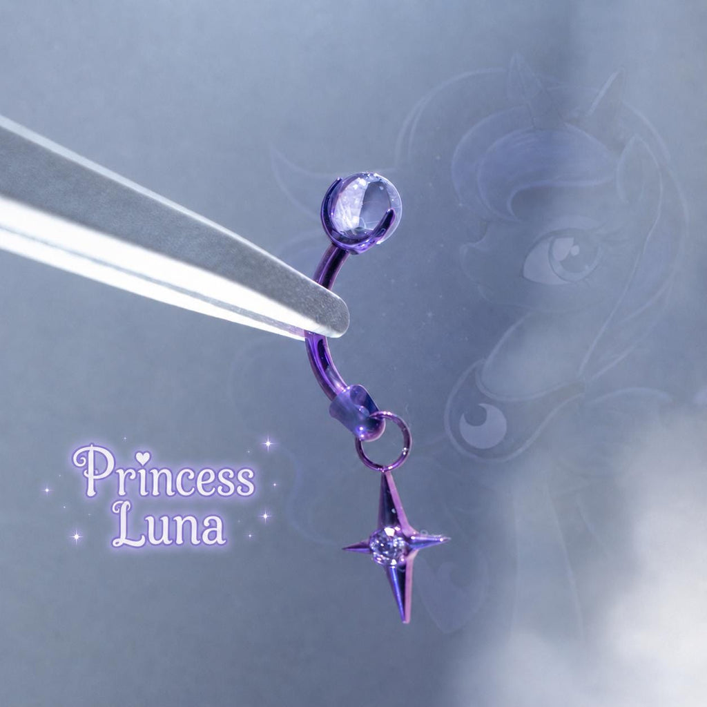 Princess Luna Stacked Star Curved Barbell in ASTM F136 Titanium