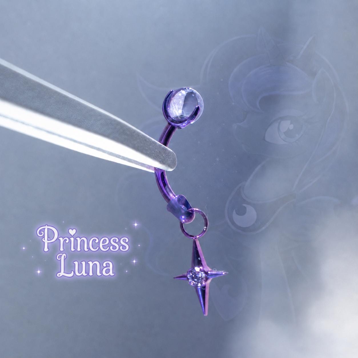 Princess Luna Stacked Star Curved Barbell in ASTM F136 Titanium