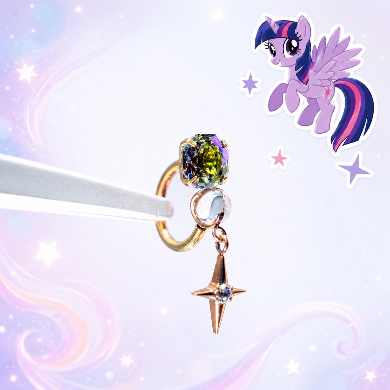 Twilight Sparkle Four-Point Star Horseshoe in ASTM F136 Titanium