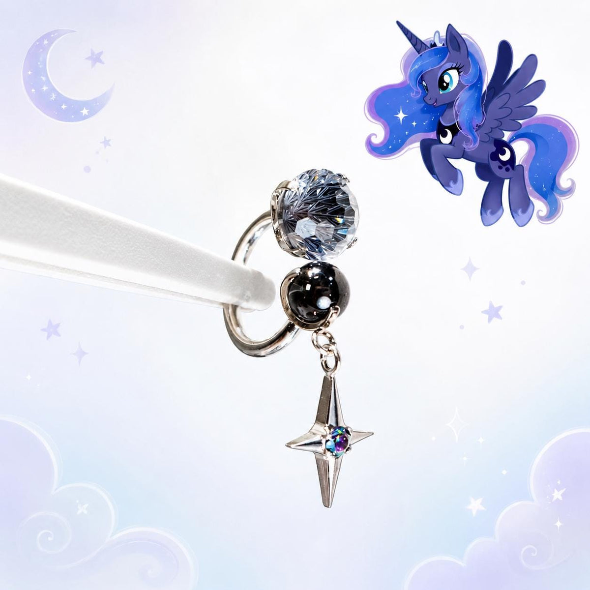 Princess Luna Four-Point Star Horseshoe in ASTM F136 Titanium