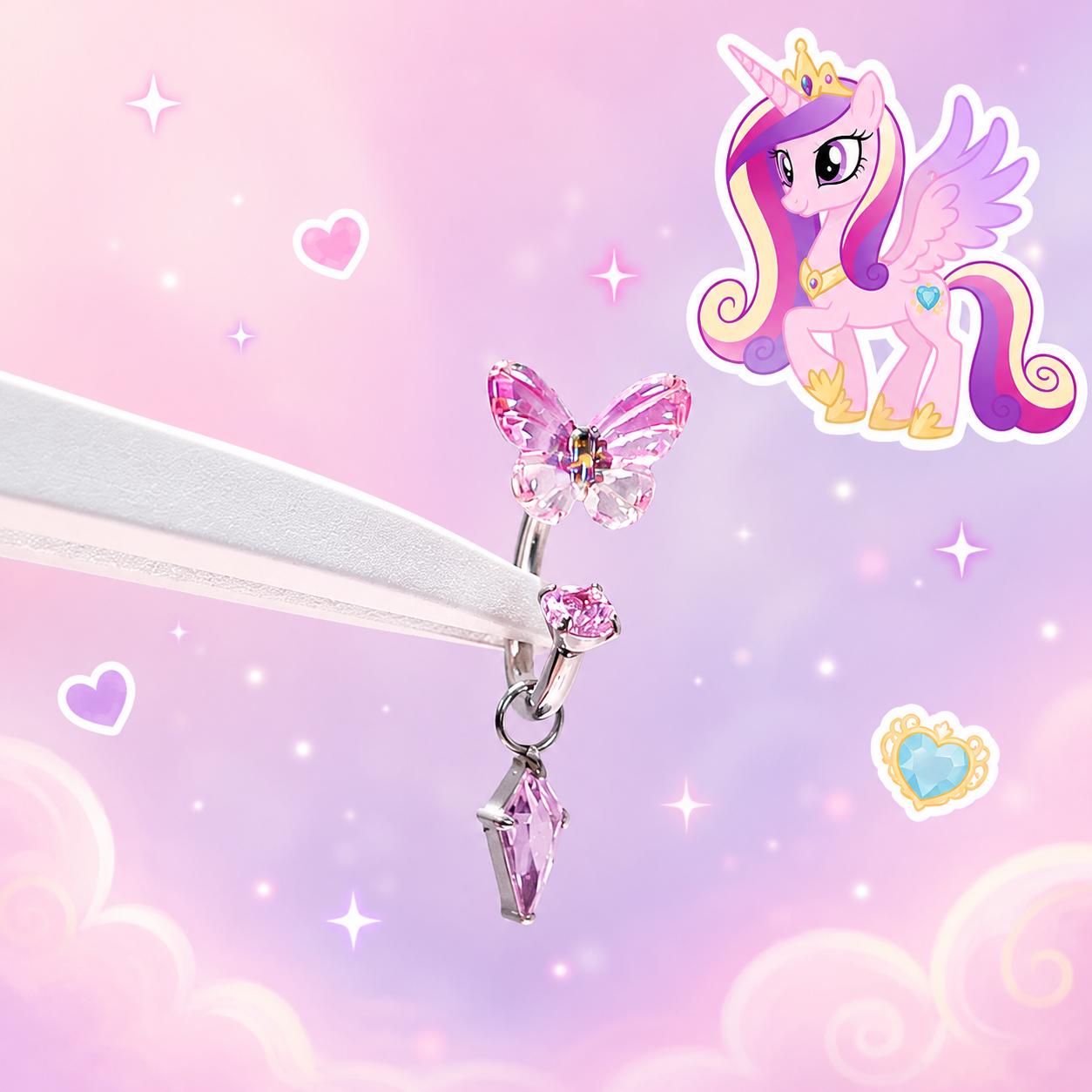 Princess Cadance Gradient Butterfly Horseshoe in ASTM F136 Titanium