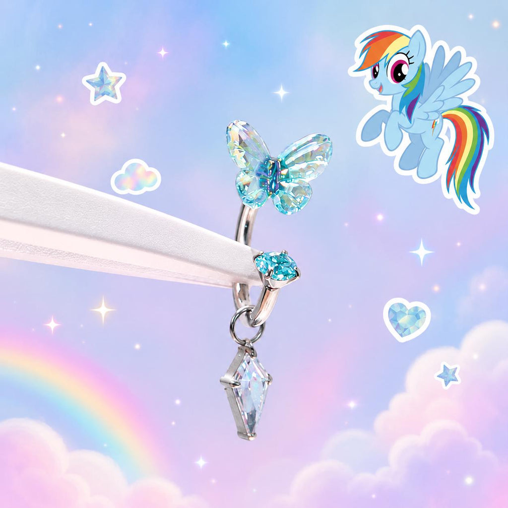 Rainbow Dash Gradient Butterfly Horseshoe in ASTM F136 Titanium
