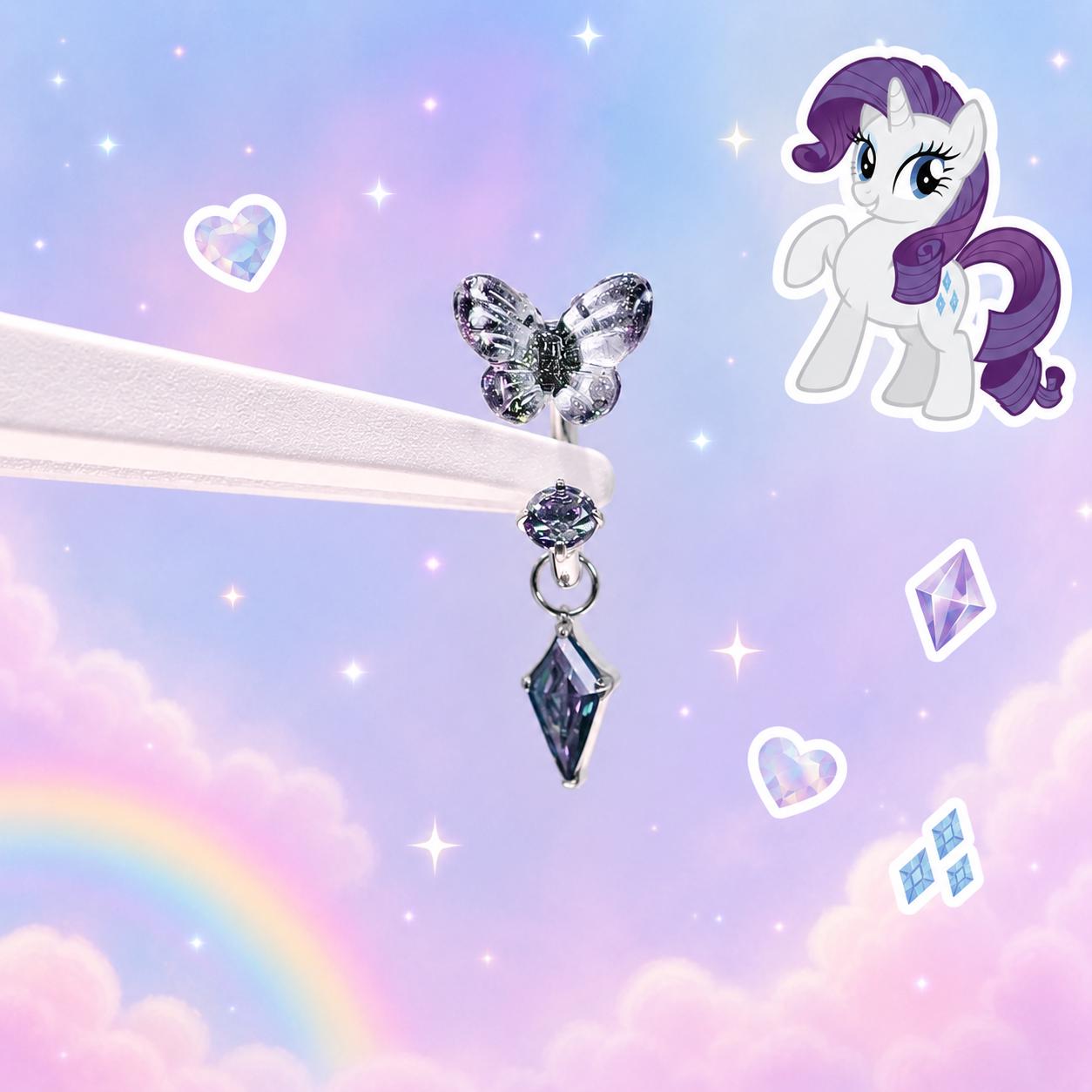 Rarity Gradient Butterfly Horseshoe in ASTM F136 Titanium