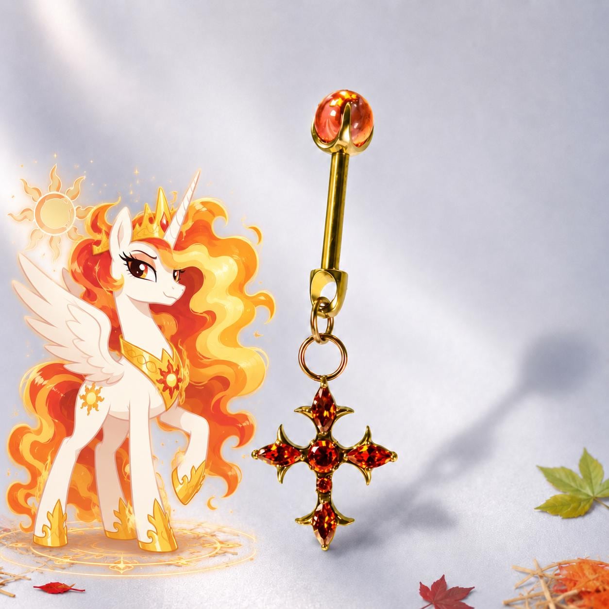 Princess Celestia Cross Star Straight Barbell in ASTM F136 Titanium