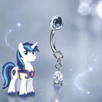 Shining Armor Crystal Teardrop Curved Barbell in ASTM F136 Titanium