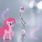Pinkie Pie Crystal Teardrop Curved Barbell in ASTM F136 Titanium