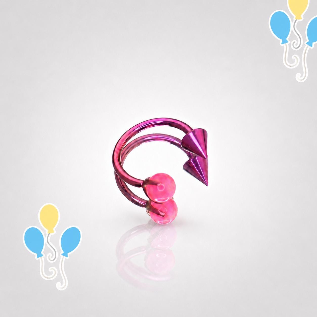 Titanium MLP Opal Spike Spiral Barbell | 16G Twister Ring - 11 Character Styles |  Helix Lip Cartilage Piercing Jewelry - product image 3