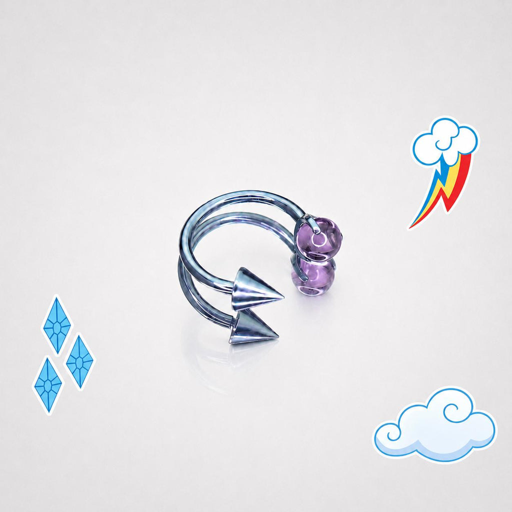 Titanium MLP Opal Spike Spiral Barbell | 16G Twister Ring - 11 Character Styles |  Helix Lip Cartilage Piercing Jewelry - product image 6