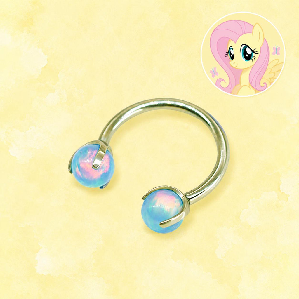 Titanium Pony Inspired Opal Horseshoe Ring｜ 16G Circular Barbell｜ Kawaii MLP Style Helix Septum Lip Cartilage Piercing Jewelry - product image 6