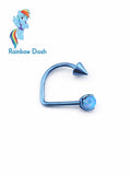 D Shape MLP Titanium Cartilage Hoop Earring｜F136 Lip Ring Lip Stud｜Opal Spike D Ring Piercing｜ 16G Helix Conch Labret Jewelry - product image 2