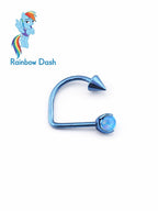 D Shape MLP Titanium Cartilage Hoop Earring｜F136 Lip Ring Lip Stud｜Opal Spike D Ring Piercing｜ 16G Helix Conch Labret Jewelry - product image 2