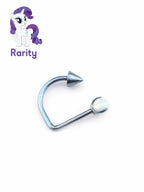 D Shape MLP Titanium Cartilage Hoop Earring｜F136 Lip Ring Lip Stud｜Opal Spike D Ring Piercing｜ 16G Helix Conch Labret Jewelry - product image 3