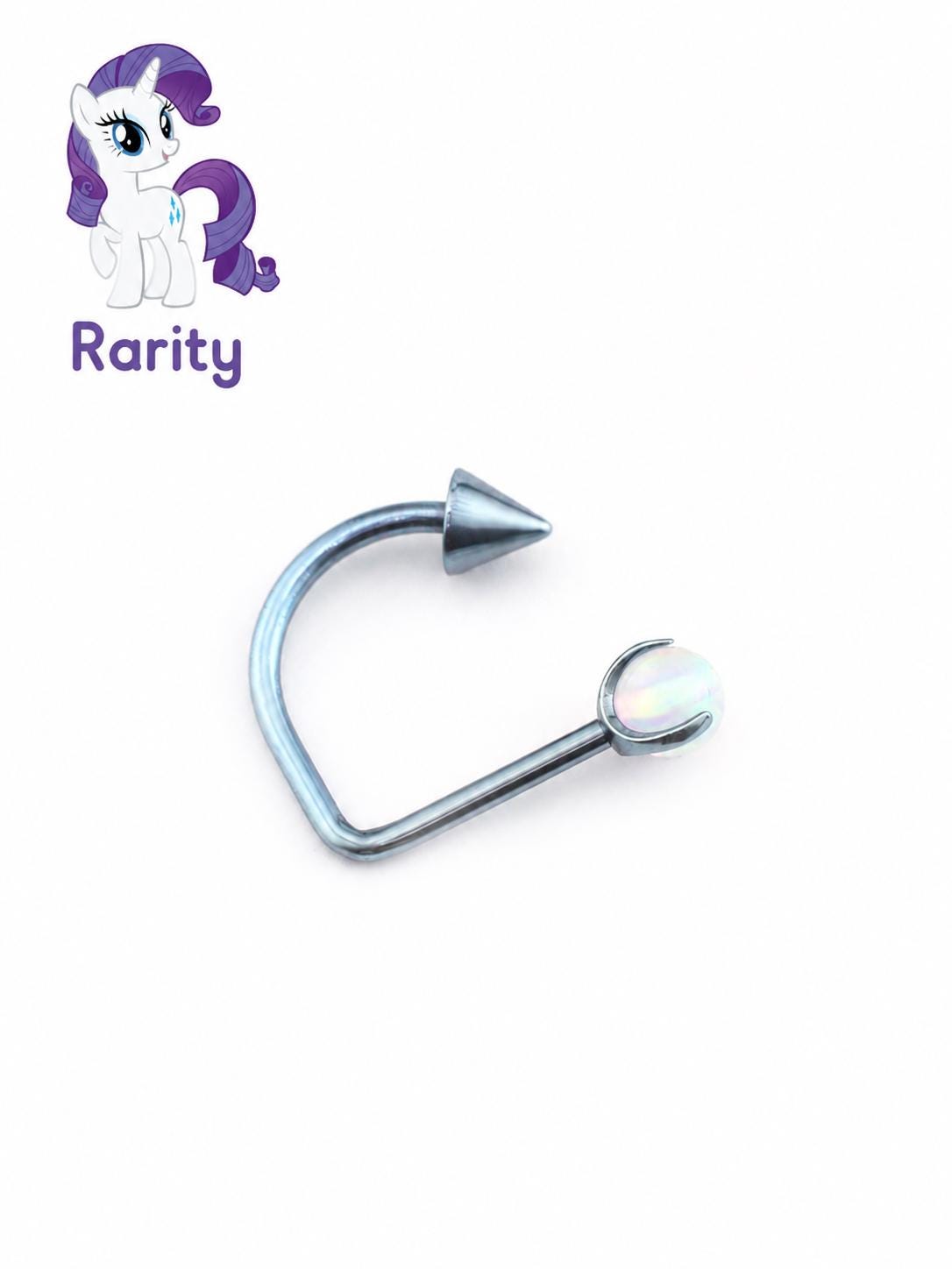 D Shape MLP Titanium Cartilage Hoop Earring｜F136 Lip Ring Lip Stud｜Opal Spike D Ring Piercing｜ 16G Helix Conch Labret Jewelry - product image 3