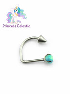 D Shape MLP Titanium Cartilage Hoop Earring｜F136 Lip Ring Lip Stud｜Opal Spike D Ring Piercing｜ 16G Helix Conch Labret Jewelry - product image 9