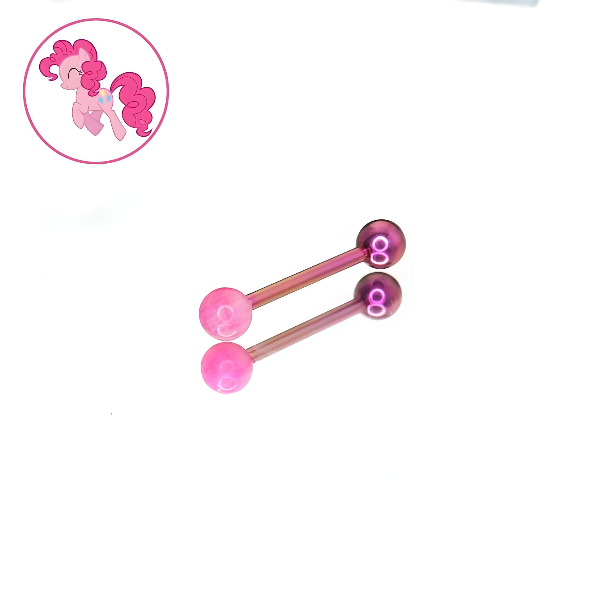Titanium My Little Pony Inspired Tongue Ring | Opal Straight Barbell | Mane 6 Sunset Shimmer Starlight Glimmer Piercing | Kawaii Jewelry - product image 2