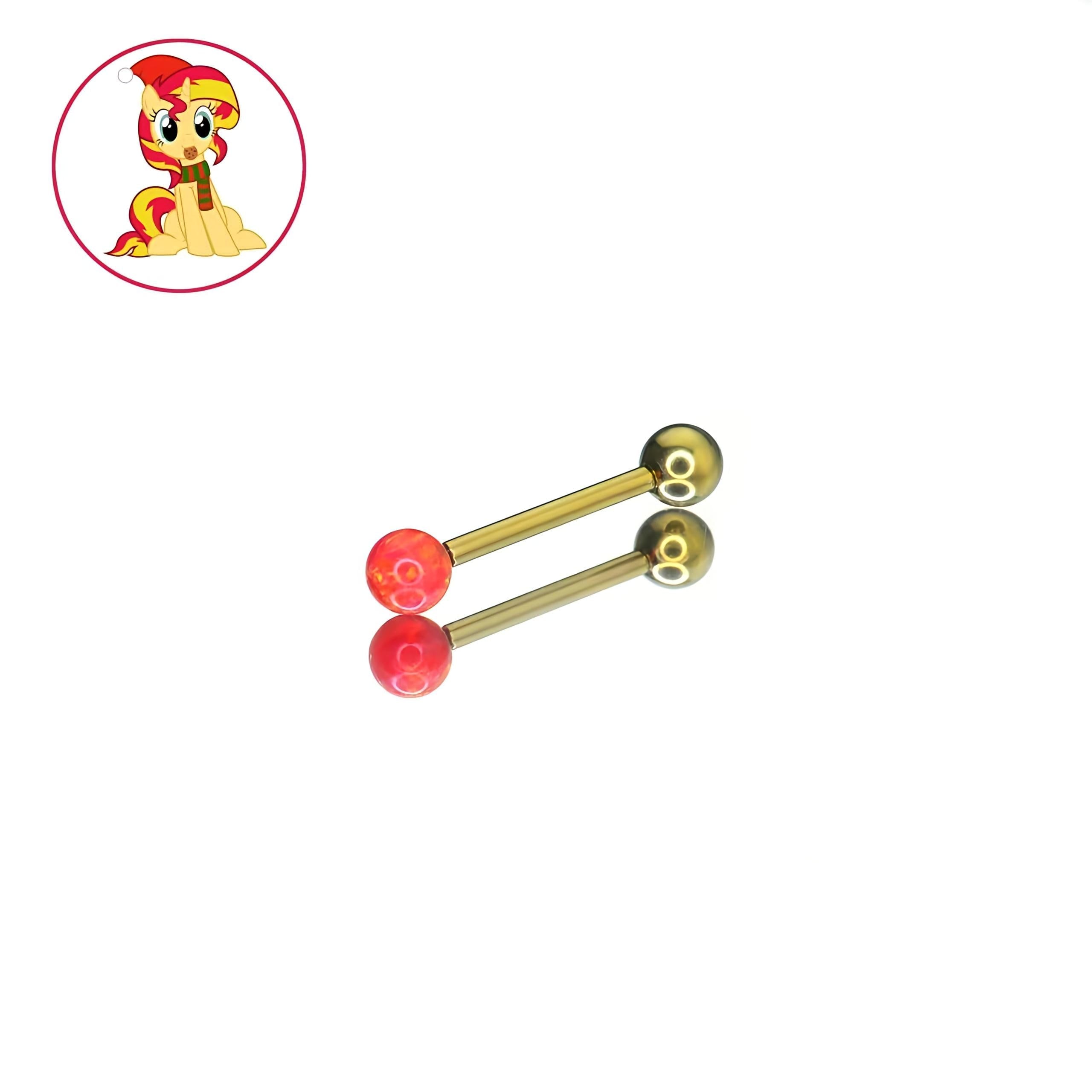 Titanium My Little Pony Inspired Tongue Ring | Opal Straight Barbell | Mane 6 Sunset Shimmer Starlight Glimmer Piercing | Kawaii Jewelry - product image 5