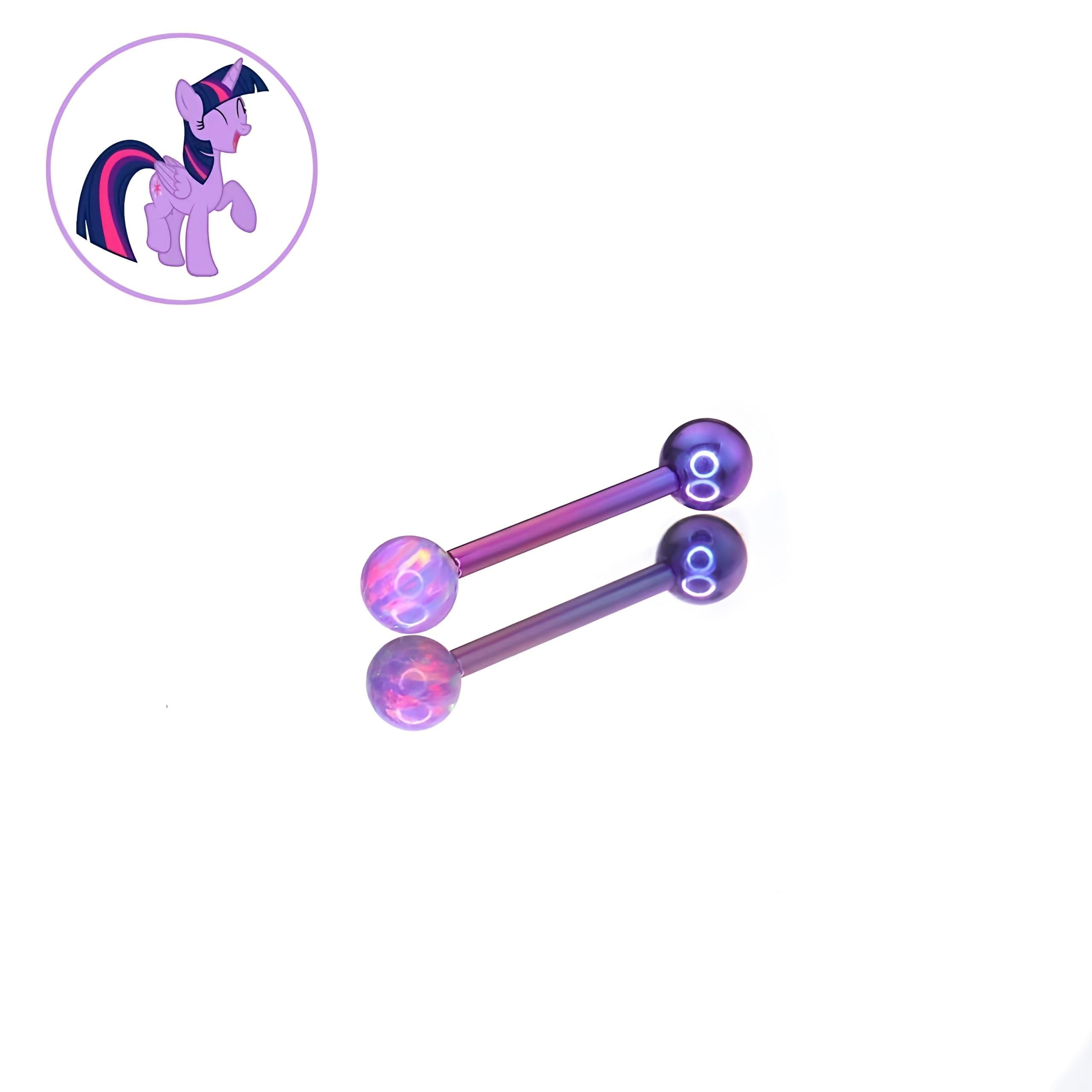 Titanium My Little Pony Inspired Tongue Ring | Opal Straight Barbell | Mane 6 Sunset Shimmer Starlight Glimmer Piercing | Kawaii Jewelry - product image 6