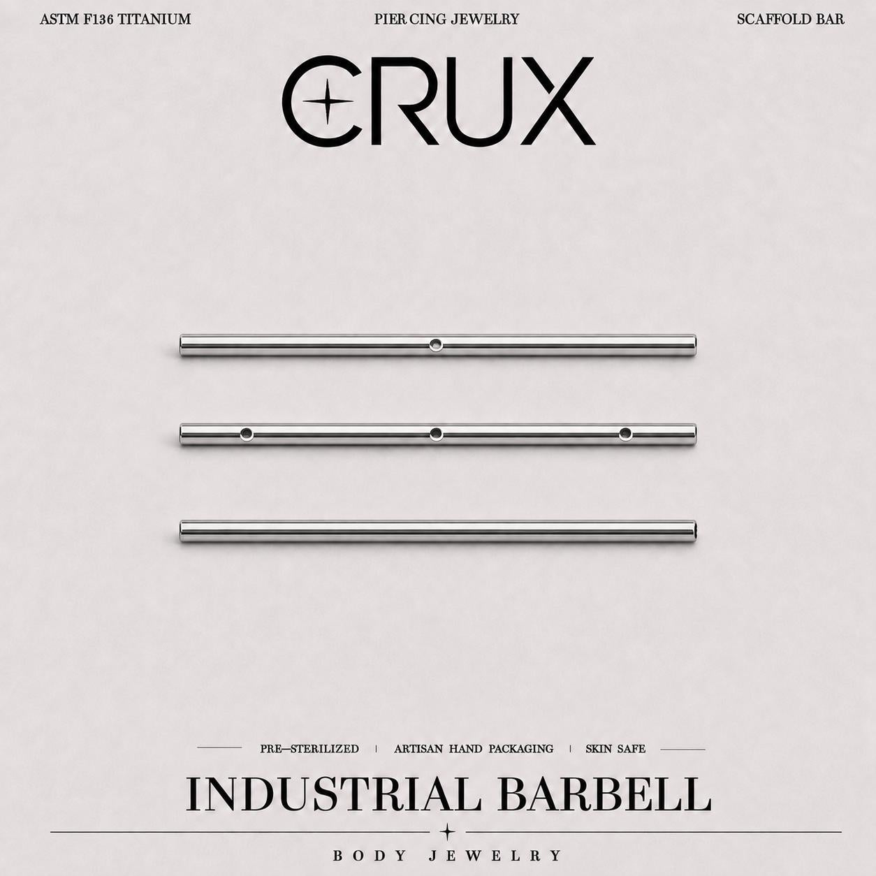 Modular Bar titanium industrial barbell, front view