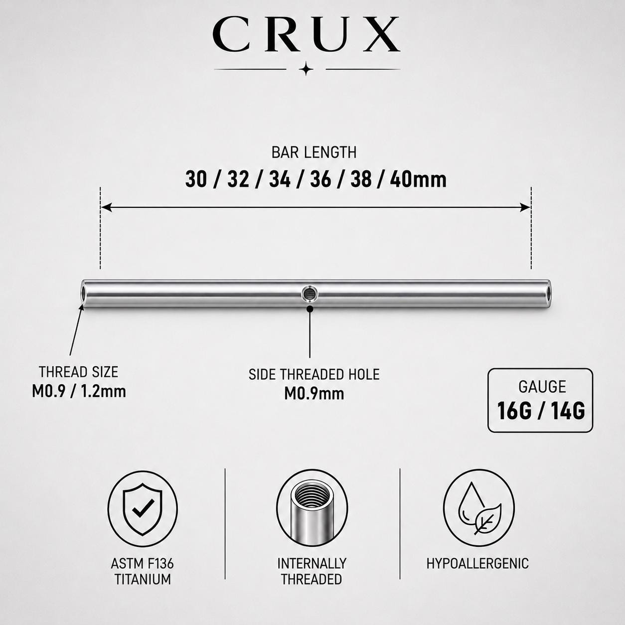 Modular Bar titanium industrial barbell, detail view 10