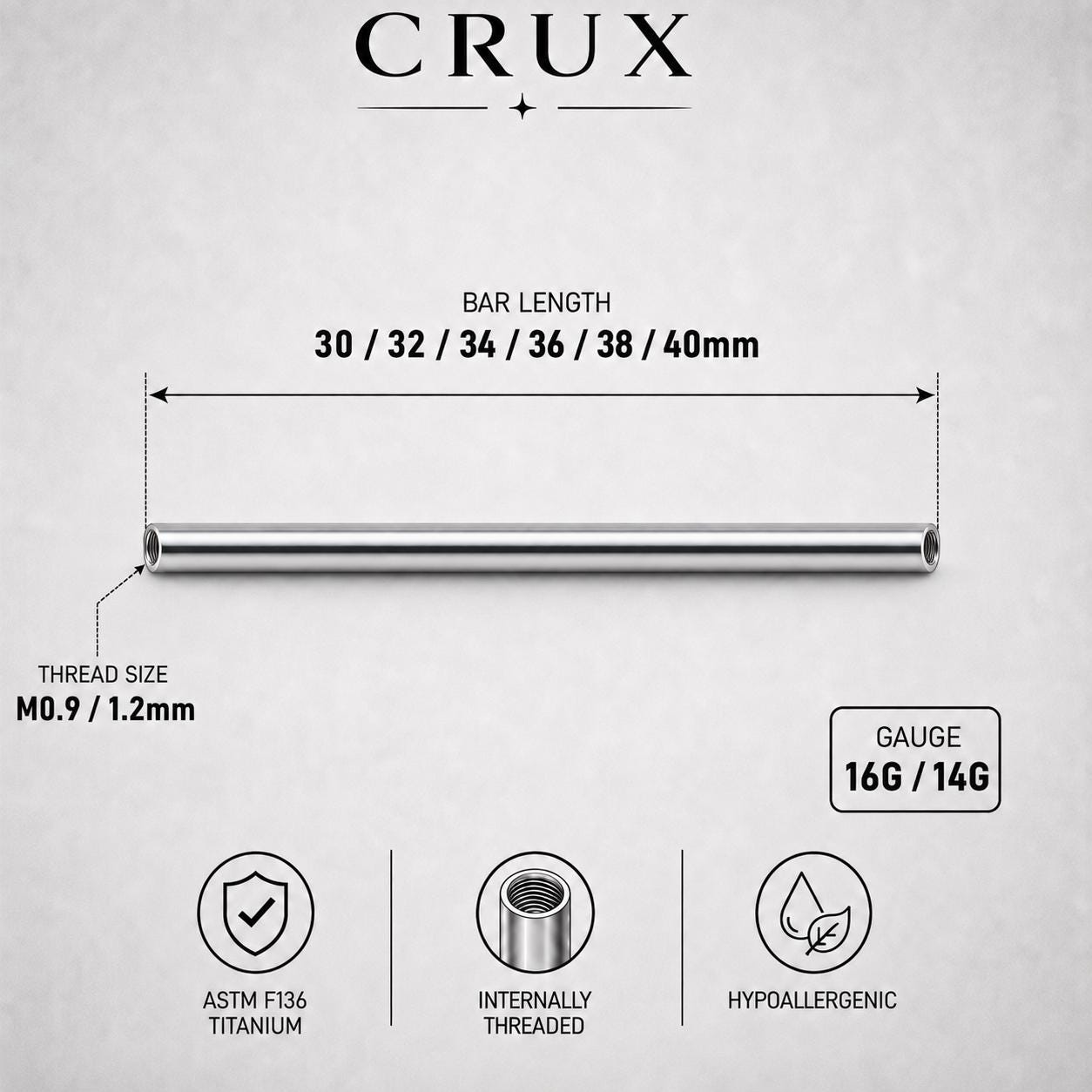 Modular Bar titanium industrial barbell, detail view 9